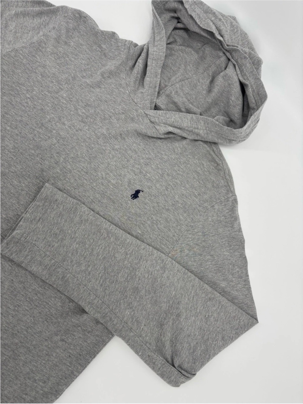 Polo Ralph Lauren Boys XL 18-20 Hooded T-Shirt Gray Long Sleeve Cotton Pony Logo